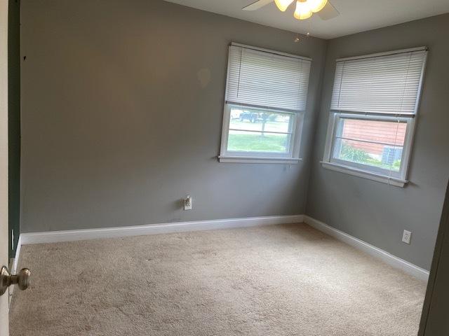 206 E Front St, Granville, IL 61326 - spare room with light carpet, a ceiling fan, and baseboards