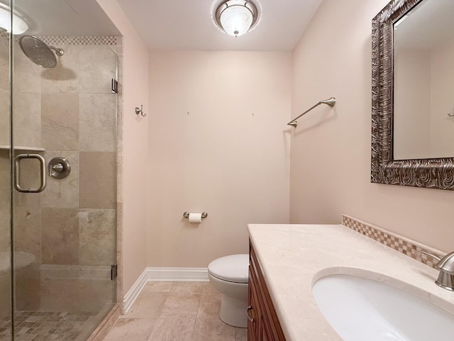 5 Todor Ct, Burr Ridge, IL 60527 - full bathroom featuring vanity, toilet, baseboards, a shower stall, and tile patterned floors