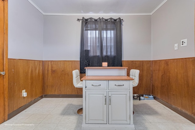 4536 W 79th Pl, Chicago, IL 60652 - bathroom featuring wainscoting, wooden walls, and ornamental molding