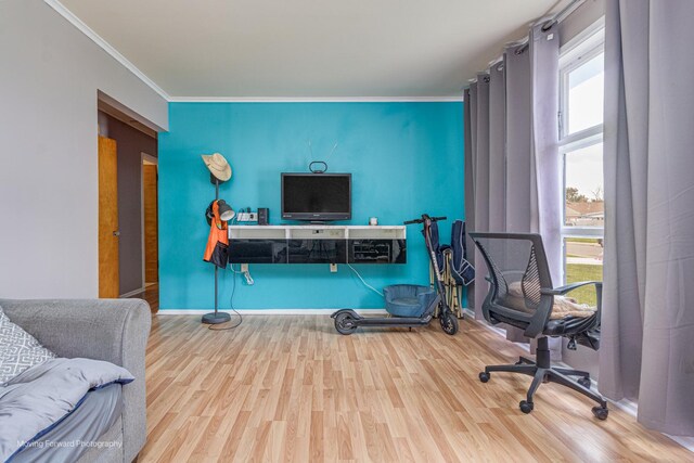 4536 W 79th Pl, Chicago, IL 60652 - home office with wood finished floors, ornamental molding, and baseboards