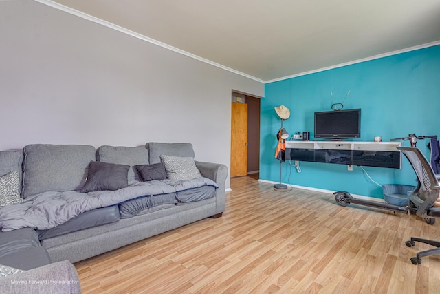 4536 W 79th Pl, Chicago, IL 60652 - living room featuring wood finished floors, ornamental molding, and baseboards