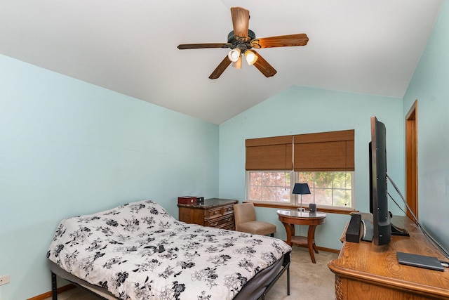 26244 S Cherry Ln, Monee, IL 60449 - bedroom featuring lofted ceiling, light carpet, baseboards, and ceiling fan