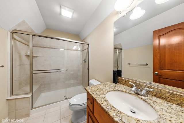 210 S Prospect St, Clarendon Hills, IL 60514 - full bathroom featuring toilet, a shower stall, tile patterned floors, and vanity