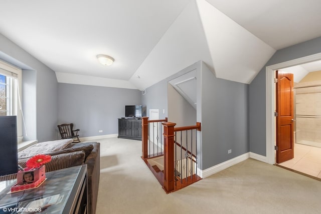 210 S Prospect St, Clarendon Hills, IL 60514 - additional living space with carpet floors, lofted ceiling, and baseboards