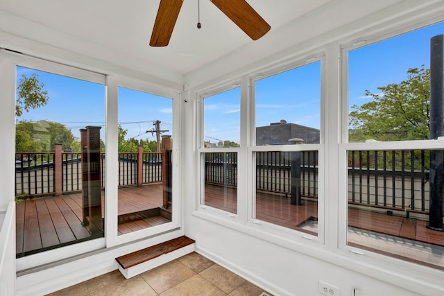 1815 N Bissell St Unit 3, Chicago, IL 60614 - unfurnished sunroom featuring a wooden deck and tile patterned floors
