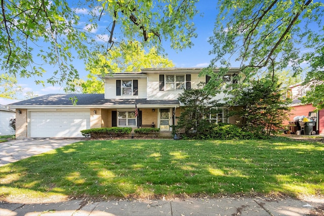 4717 176th St, Country Club Hills, IL 60478 - traditional-style house featuring a garage, brick siding, a front lawn, and concrete driveway