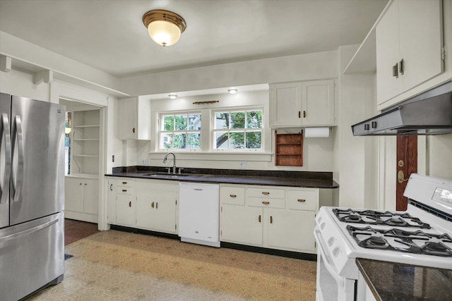 402 S Coler Ave, Urbana, IL 61801 - kitchen with white appliances, under cabinet range hood, and white cabinets