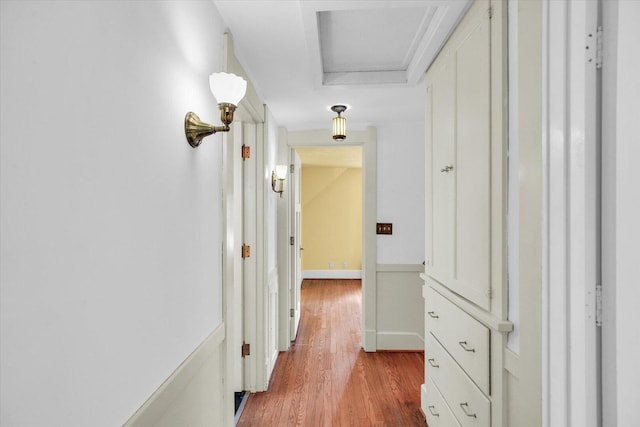 402 S Coler Ave, Urbana, IL 61801 - hallway with wood finished floors and attic access