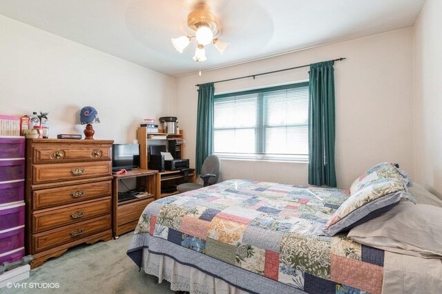 941 N NW Hwy Unit 1A, Park Ridge, IL 60068 - bedroom featuring light colored carpet and a ceiling fan