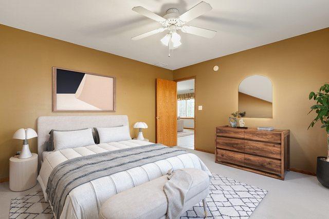 1622 Evergreen Ave, Crown Point, IN 46307 - carpeted bedroom featuring a ceiling fan
