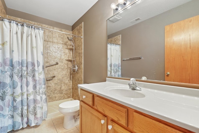 1622 Evergreen Ave, Crown Point, IN 46307 - bathroom featuring tile patterned flooring, a tile shower, toilet, and vanity
