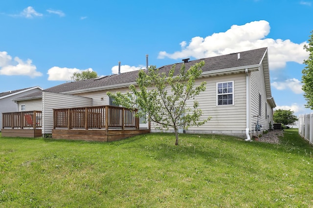 1622 Evergreen Ave, Crown Point, IN 46307 - back of property with a deck, a lawn, and a shingled roof