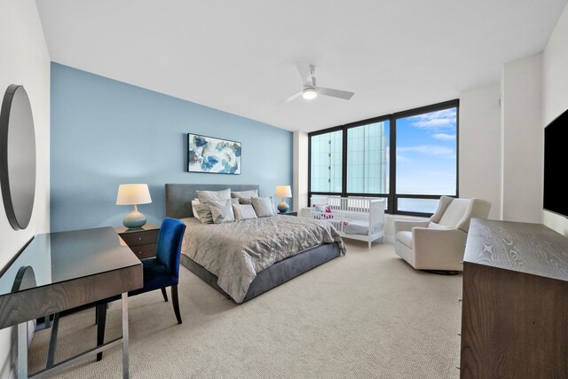 600 N Lake Shore Dr Unit 1105, Chicago, IL 60611 - carpeted bedroom with ceiling fan and expansive windows