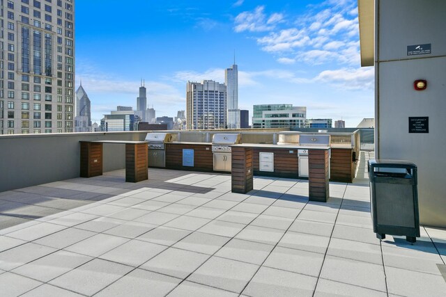 600 N Lake Shore Dr Unit 1105, Chicago, IL 60611 - view of patio / terrace featuring area for grilling, a view of skyline, and an outdoor kitchen
