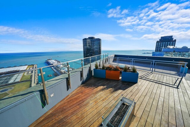 600 N Lake Shore Dr Unit 1105, Chicago, IL 60611 - wooden terrace featuring a water view and a view of city