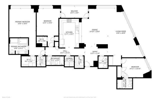 600 N Lake Shore Dr Unit 1105, Chicago, IL 60611 - property floor plan