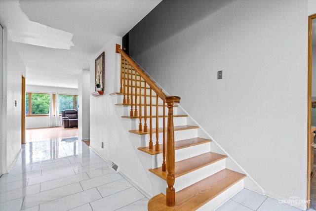 stairs with baseboards