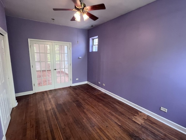 3353 W Wilson Ave Unit 3F, Chicago, IL 60625 - unfurnished room featuring french doors, dark wood finished floors, ceiling fan, and baseboards