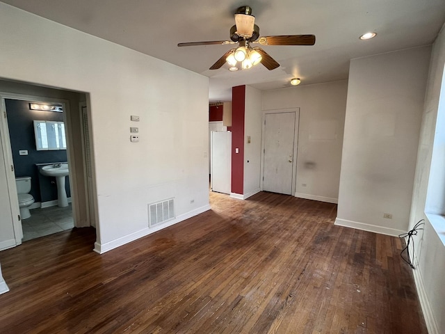 3353 W Wilson Ave Unit 3F, Chicago, IL 60625 - unfurnished room with wood-type flooring, a ceiling fan, a sink, and baseboards