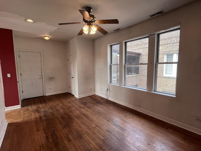 3353 W Wilson Ave Unit 3F, Chicago, IL 60625 - unfurnished room with wood-type flooring, baseboards, ceiling fan, and recessed lighting