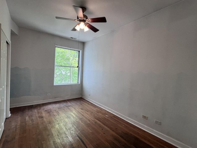 3353 W Wilson Ave Unit 3F, Chicago, IL 60625 - unfurnished room featuring ceiling fan, dark wood-style flooring, and baseboards
