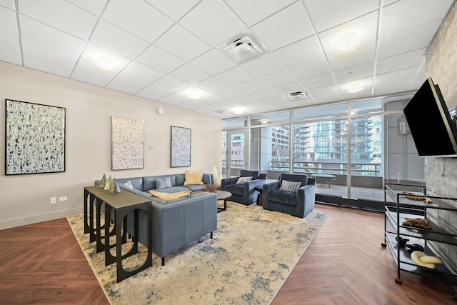 333 N Canal St Unit 2201, Chicago, IL 60606 - living area featuring floor to ceiling windows and a drop ceiling
