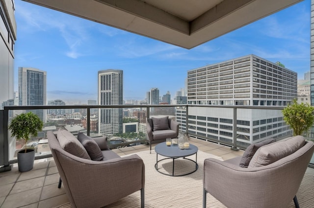 333 N Canal St Unit 2201, Chicago, IL 60606 - balcony featuring a view of skyline and an outdoor living space