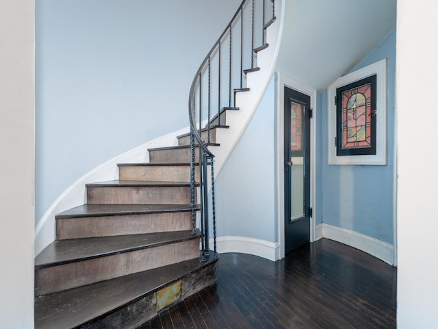 5803 N Kolmar Ave, Chicago, IL 60646 - stairs featuring hardwood / wood-style flooring, baseboards, and vaulted ceiling