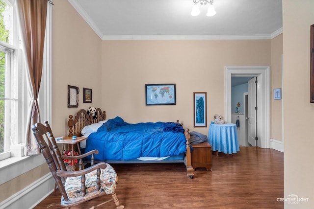 730 E Main St, Amboy, IL 61310 - bedroom with crown molding, wood finished floors, multiple windows, and baseboards