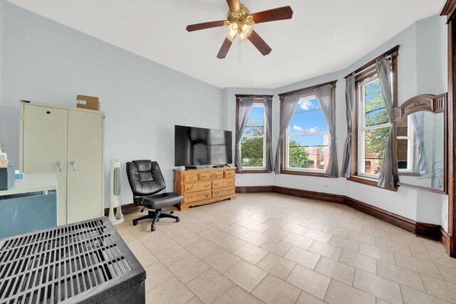 2655 S Millard Ave, Chicago, IL 60623 - office space featuring baseboards, a ceiling fan, and light tile patterned floors