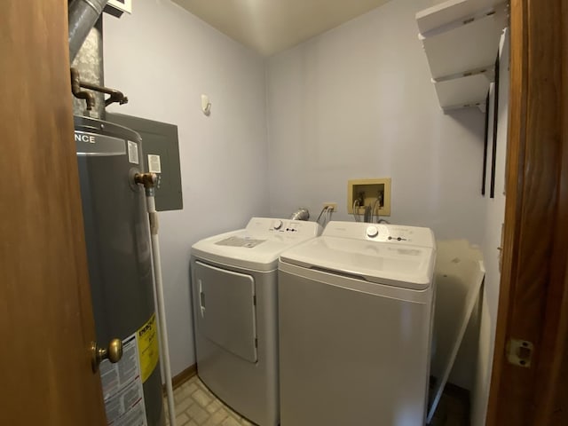 1219 Williamsport Dr Unit 28-3, Westmont, IL 60559 - clothes washing area with separate washer and dryer, gas water heater, and brick patterned floors