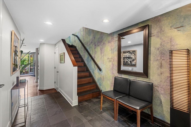 1162 W Farwell Ave, Chicago, IL 60626 - entryway featuring recessed lighting, stairs, baseboards, and an accent wall