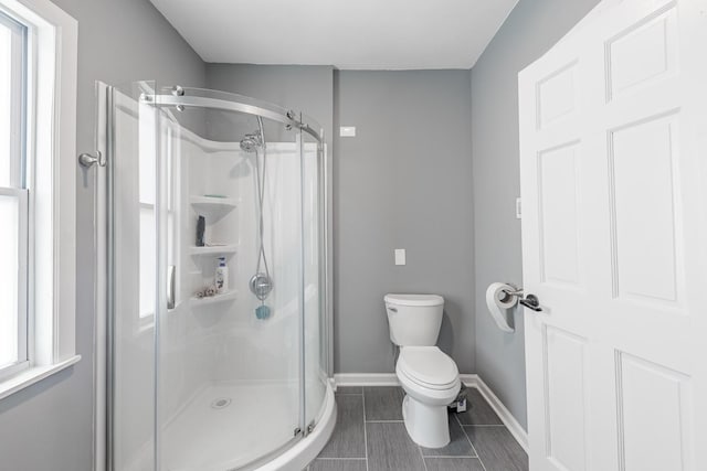 7629 S Green St, Chicago, IL 60620 - full bath featuring a shower stall, toilet, baseboards, and tile patterned flooring