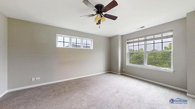 1255 Danforth Ct, Vernon Hills, IL 60061 - empty room featuring baseboards, light colored carpet, and ceiling fan
