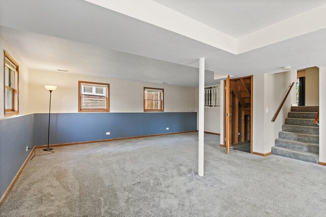 17 Autumn Ln, Streamwood, IL 60107 - basement with carpet and stairs