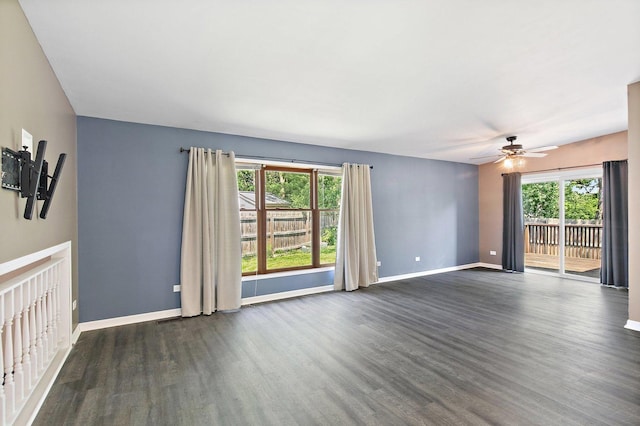 17 Autumn Ln, Streamwood, IL 60107 - empty room with dark wood finished floors and ceiling fan