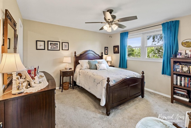 857 Edwin Dr, Bourbonnais, IL 60914 - bedroom featuring light carpet, baseboards, and ceiling fan