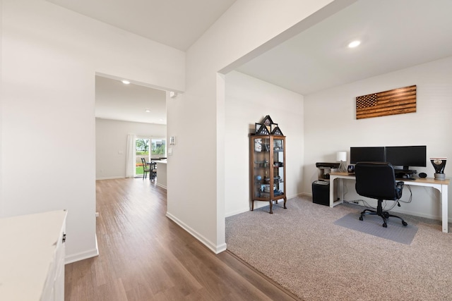 1391 Aspen Ln, Pingree Grove, IL 60140 - home office featuring baseboards, recessed lighting, and wood finished floors