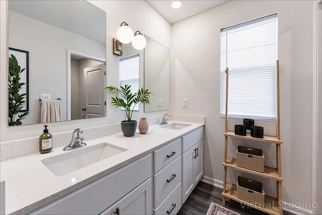 1391 Aspen Ln, Pingree Grove, IL 60140 - full bath with double vanity and wood finished floors
