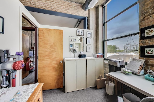 1800 W Roscoe St Unit 432, Chicago, IL 60657 - carpeted office with brick wall