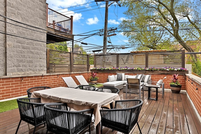 1359 W Fullerton Ave Unit 2E, Chicago, IL 60614 - deck featuring a fenced backyard, outdoor lounge area, and outdoor dining space