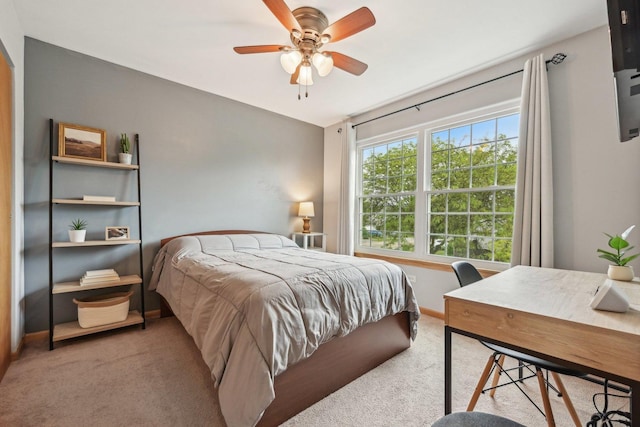 1610 Parkside Dr, Plainfield, IL 60586 - carpeted bedroom with baseboards, ceiling fan, and a desk