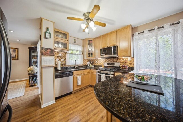 2121 Pepperwood Ln Unit 0, Glendale Heights, IL 60139 - kitchen featuring appliances with stainless steel finishes, backsplash, light wood-style flooring, and a sink
