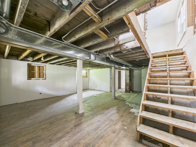 8432 S Sangamon St, Chicago, IL 60620 - unfinished basement featuring stairway and wood-type flooring