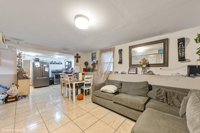 5351 N Kimball Ave, Chicago, IL 60625 - living room with light tile patterned floors and a ceiling fan