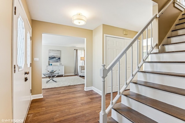 2028 Creekside Dr, Wheaton, IL 60189 - entryway featuring baseboards, wood finished floors, and stairs