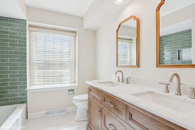 2028 Creekside Dr, Wheaton, IL 60189 - full bathroom with toilet, baseboards, and double vanity