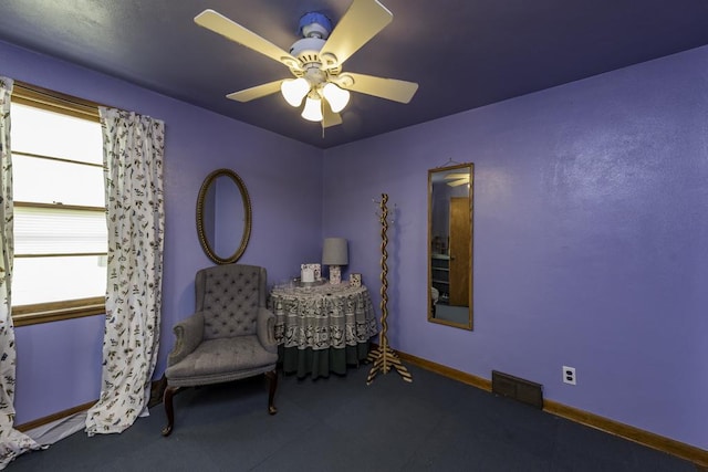 1311 Eastview Dr, Waukegan, IL 60085 - sitting room with ceiling fan and baseboards