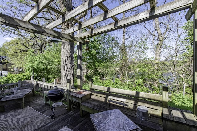 1311 Eastview Dr, Waukegan, IL 60085 - wooden deck with a pergola and area for grilling