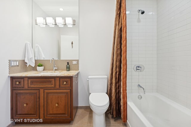 340 E Randolph St Unit 4806, Chicago, IL 60601 - full bath featuring tasteful backsplash, toilet, tile patterned floors, vanity, and shower / bath combo